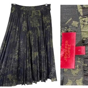 Jennifer Lopez pleated metallic floral A-line skirt women Size Small
